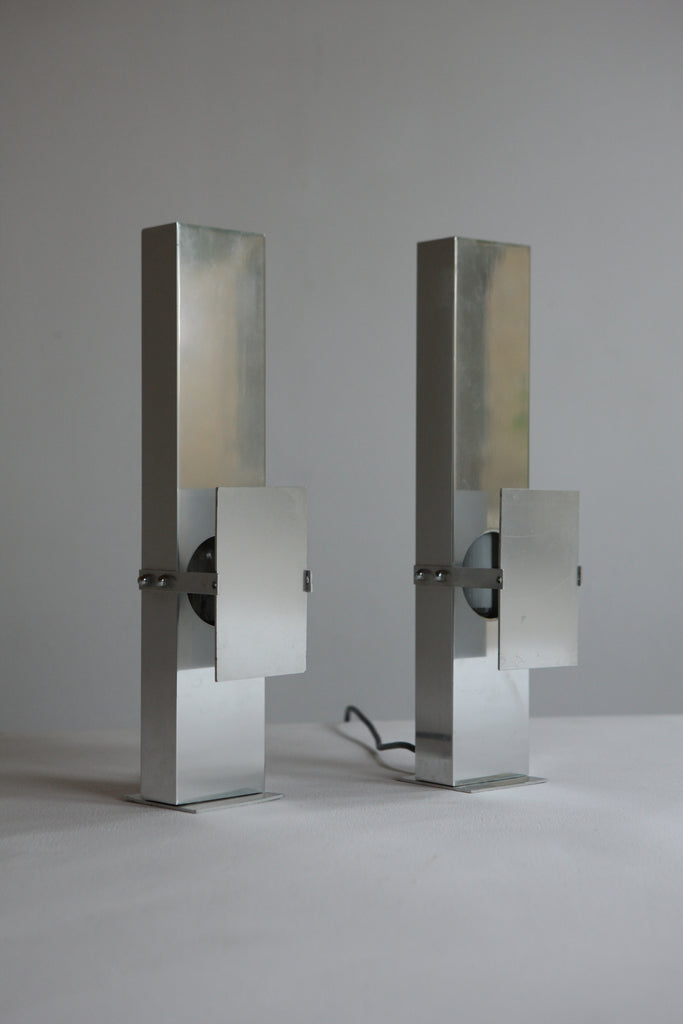 Pair of Polished Aluminium Table Lamps