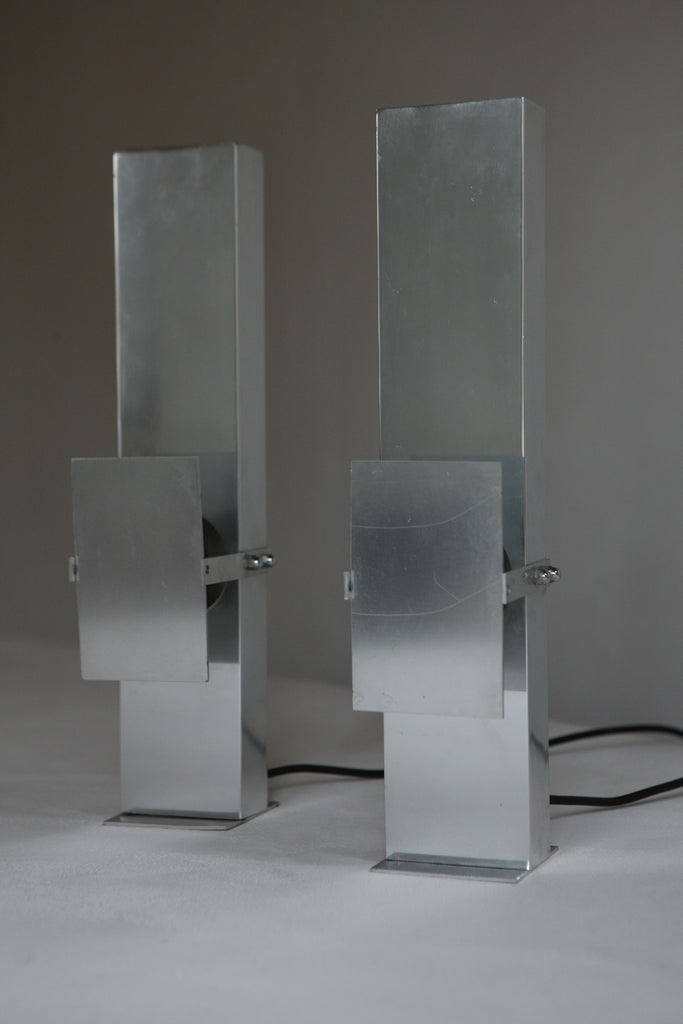 Pair of Polished Aluminium Table Lamps