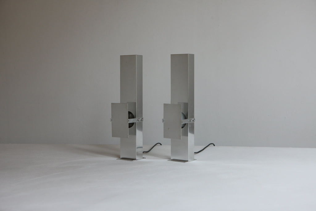 Pair of Polished Aluminium Table Lamps