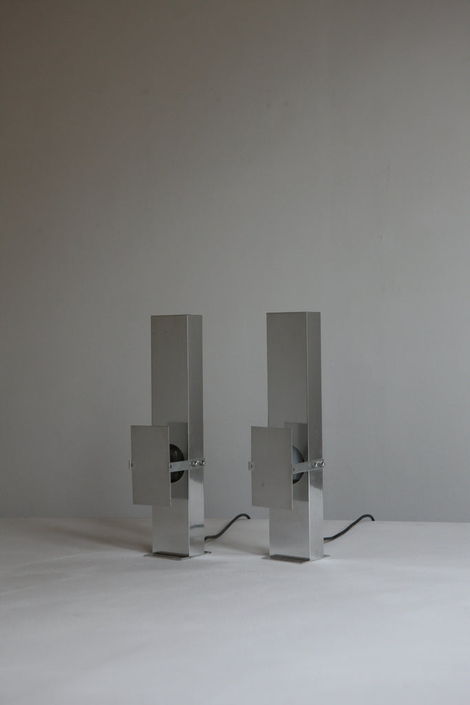 Pair of Polished Aluminium Table Lamps