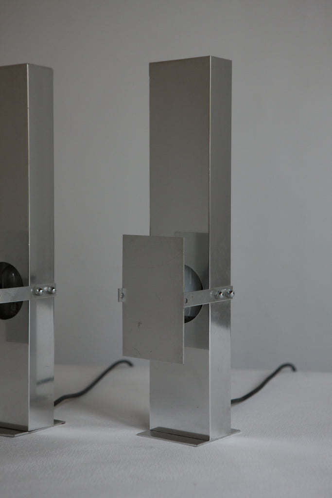 Pair of Polished Aluminium Table Lamps