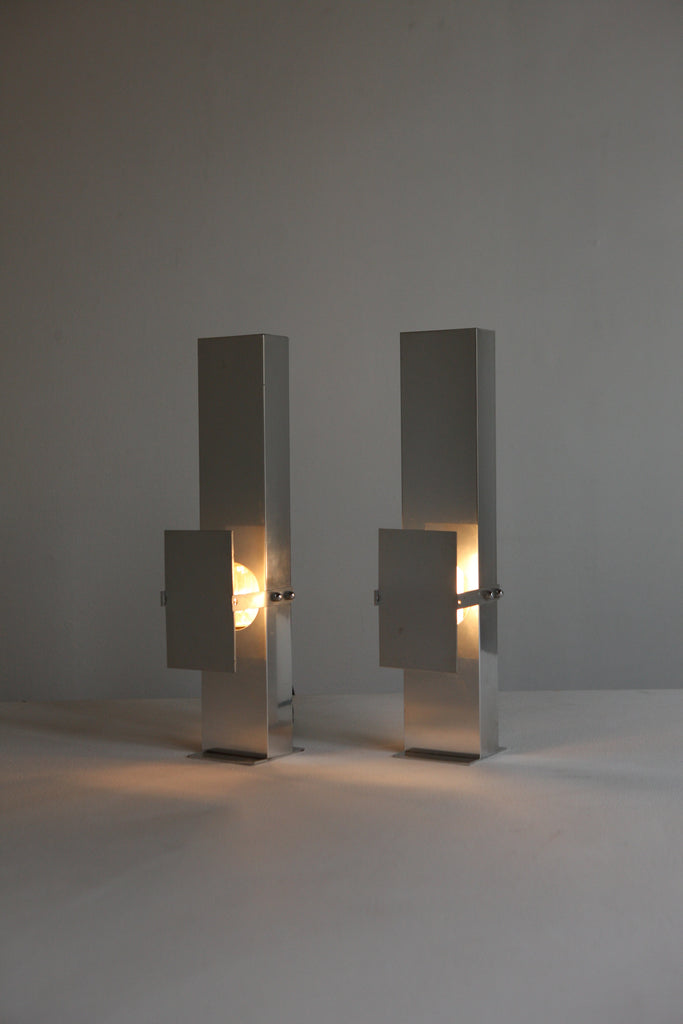 Pair of Polished Aluminium Table Lamps
