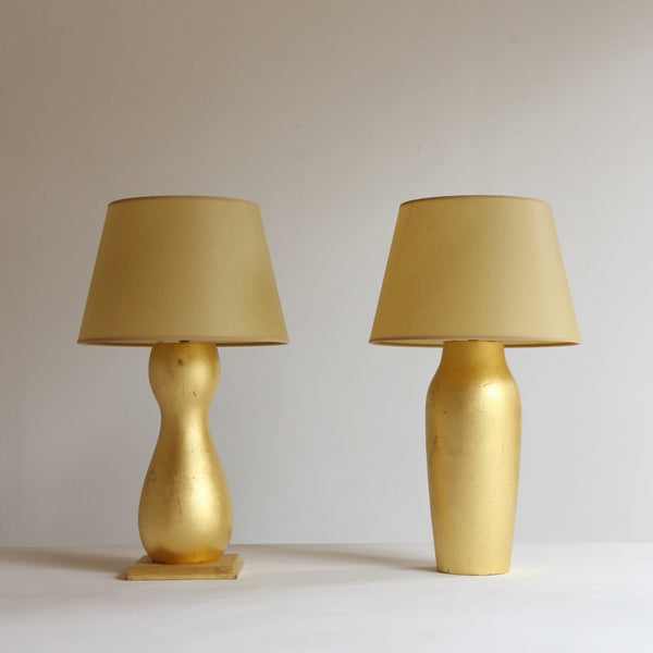 Pair of Turned Gilt Table Lamps