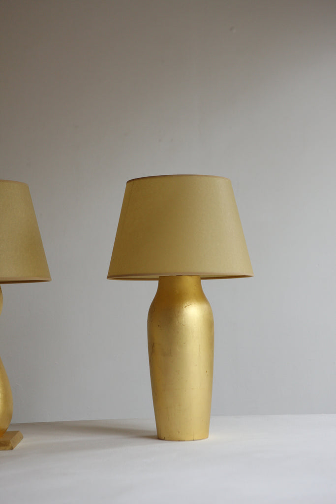 Pair of Turned Gilt Table Lamps