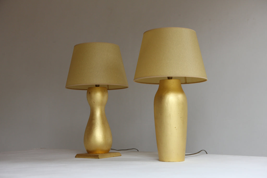 Pair of Turned Gilt Table Lamps