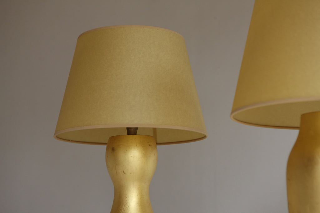 Pair of Turned Gilt Table Lamps