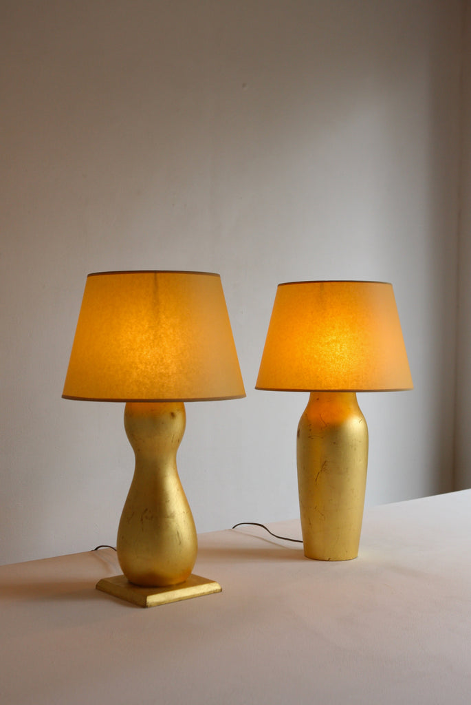 Pair of Turned Gilt Table Lamps