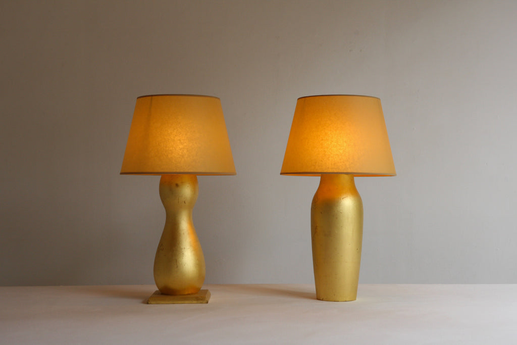 Pair of Turned Gilt Table Lamps