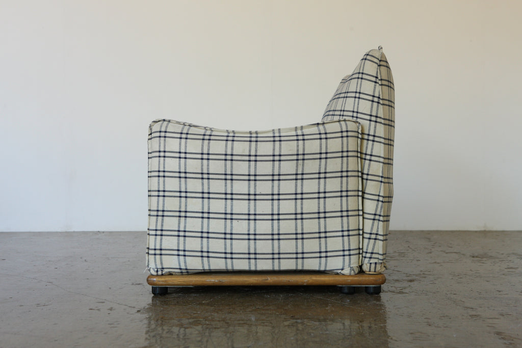 Pair of 1970's Saporiti Chequed Italian Lounge Chairs