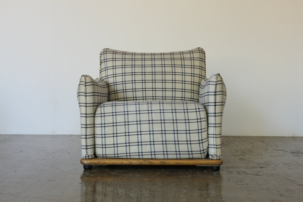 Pair of 1970's Saporiti Chequed Italian Lounge Chairs