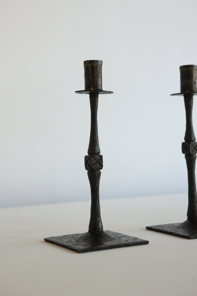 French Wrought Iron Candlesticks
