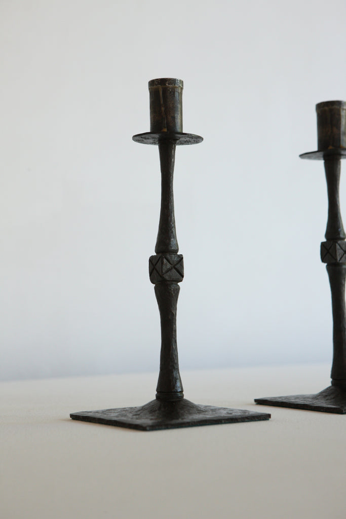French Wrought Iron Candlesticks