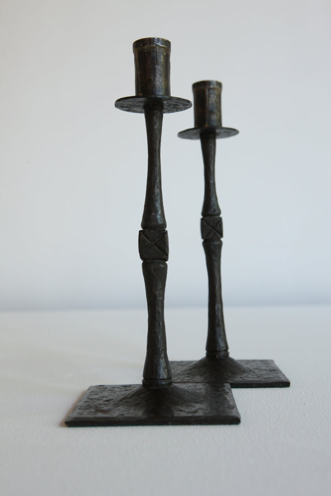 French Wrought Iron Candlesticks