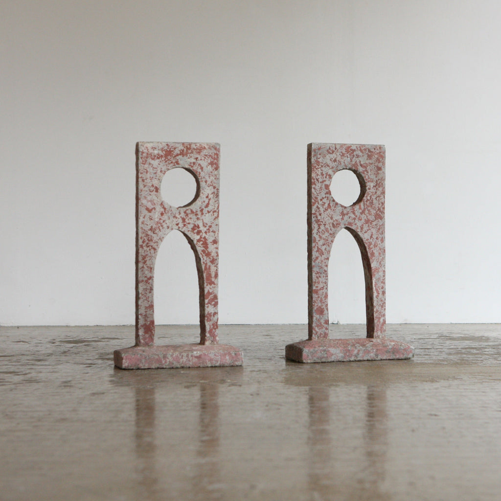 Pair of Modernist Concrete Sculptures