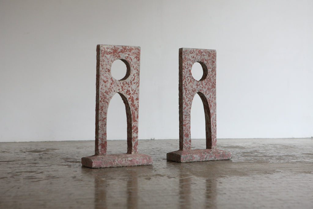 Pair of Modernist Concrete Sculptures