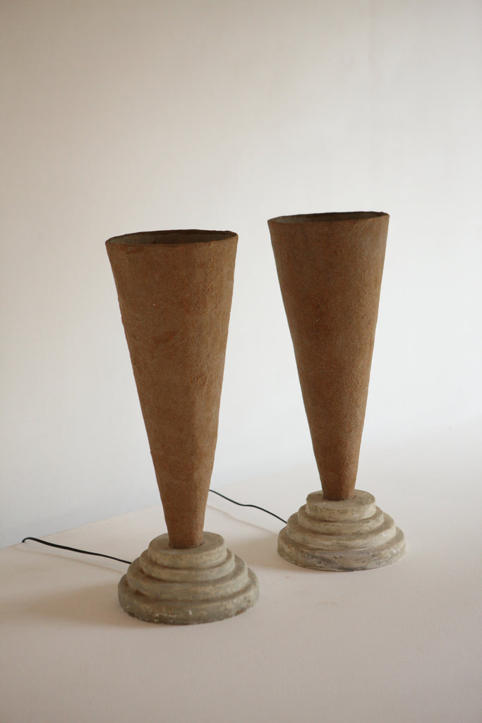 Pair of Stepped Post Modern Lamps