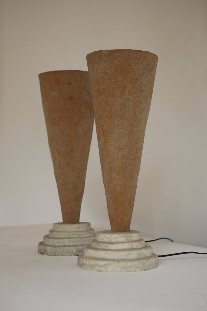 Pair of Stepped Post Modern Lamps