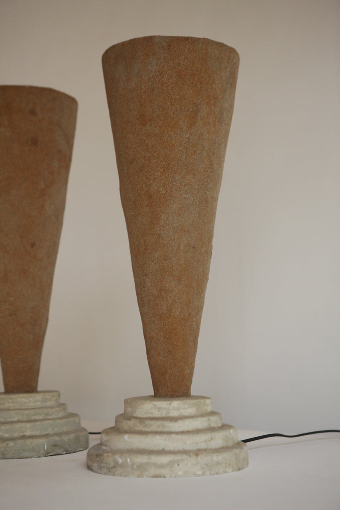 Pair of Stepped Post Modern Lamps