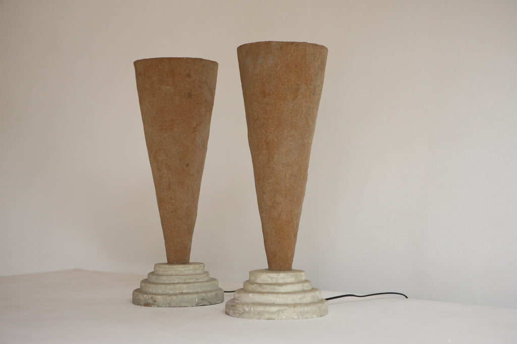 Pair of Stepped Post Modern Lamps