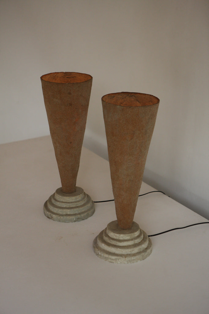 Pair of Stepped Post Modern Lamps
