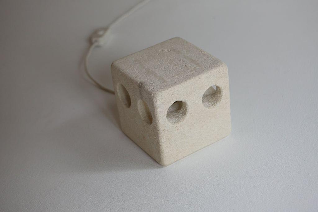 Carved Stone Brutalist Table Lamp