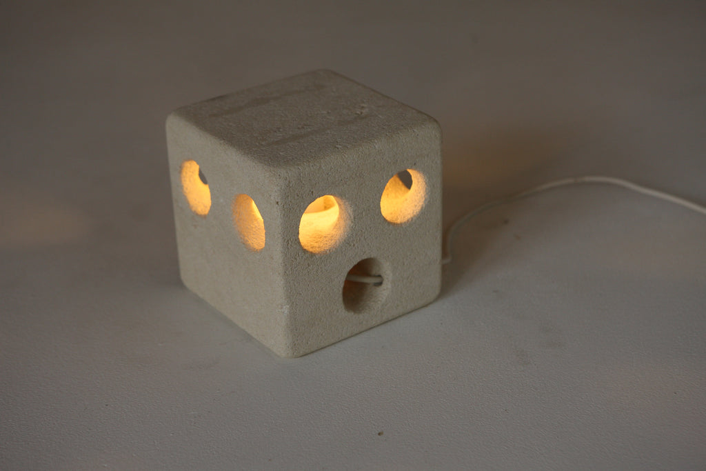 Carved Stone Brutalist Table Lamp