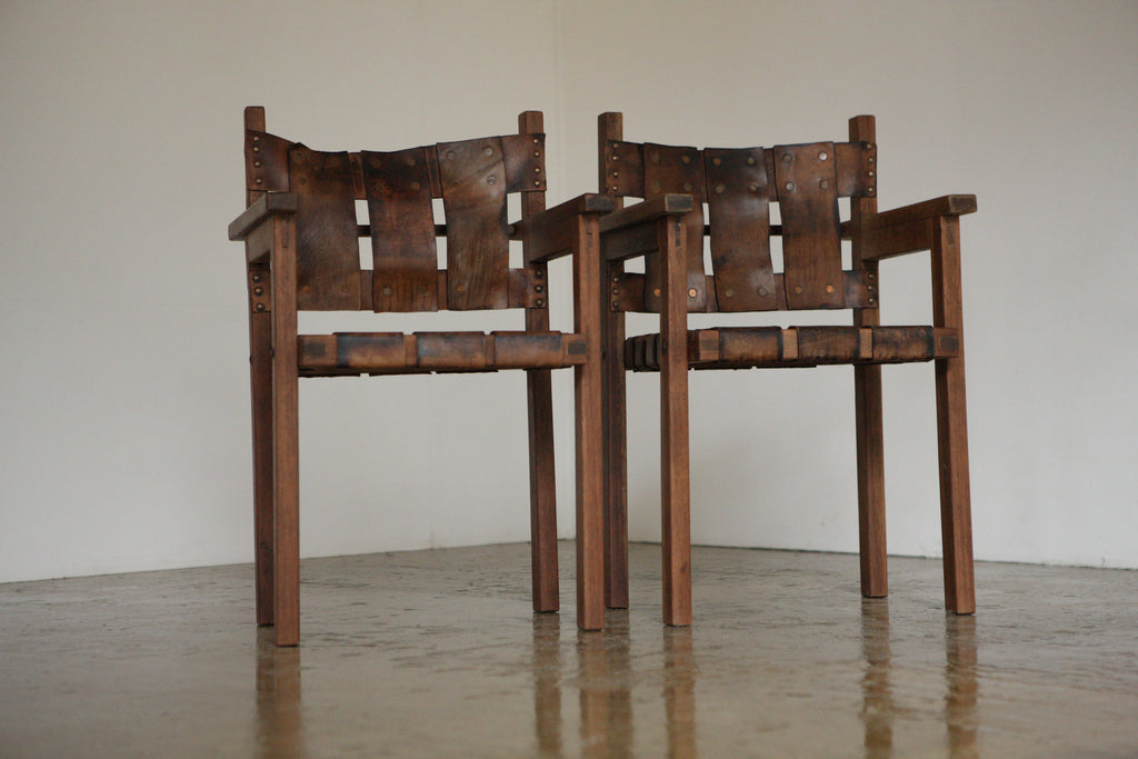 Set of 4 1960's Woven Leather Chairs