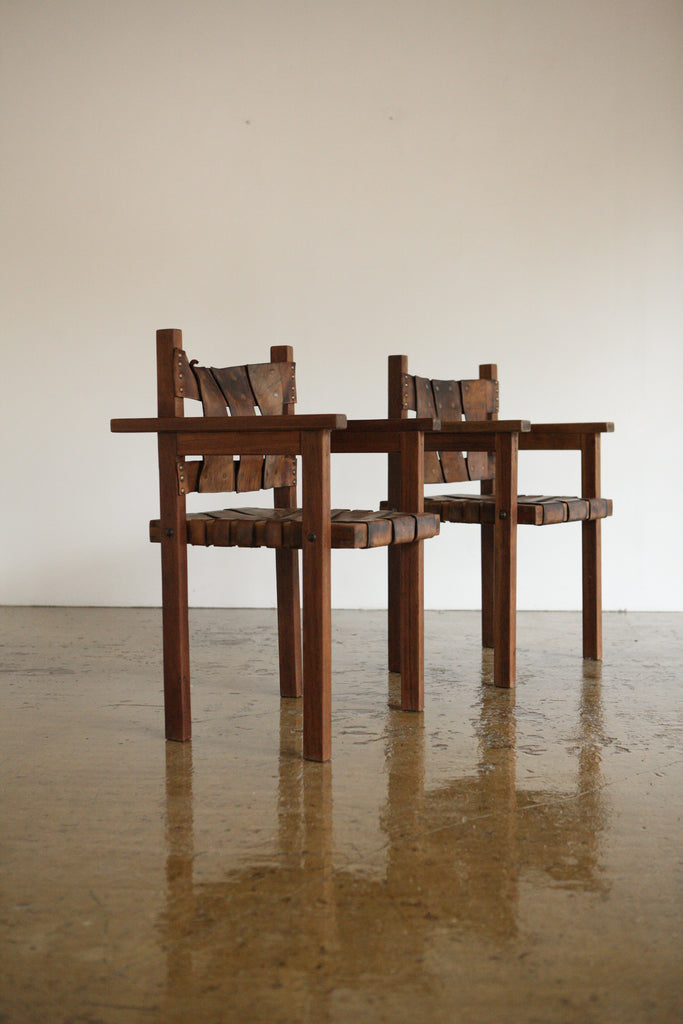 Set of 4 1960's Woven Leather Chairs