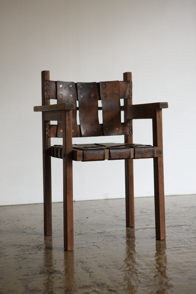 Set of 4 1960's Woven Leather Chairs