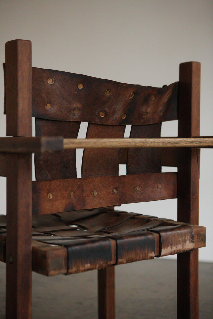Set of 4 1960's Woven Leather Chairs