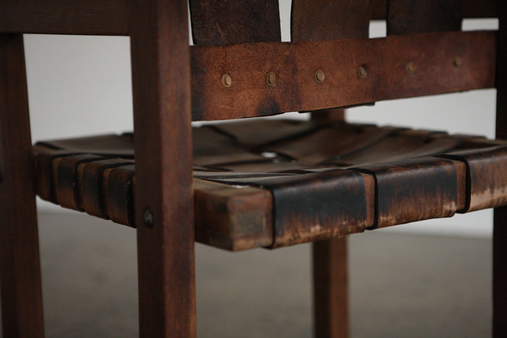 Set of 4 1960's Woven Leather Chairs