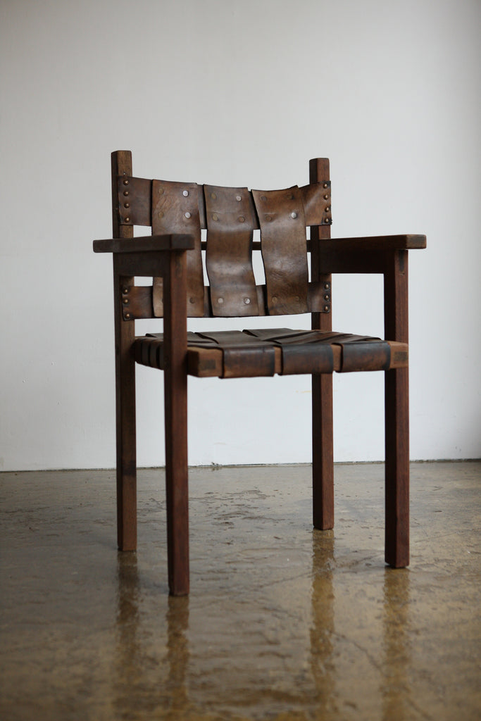 Set of 4 1960's Woven Leather Chairs