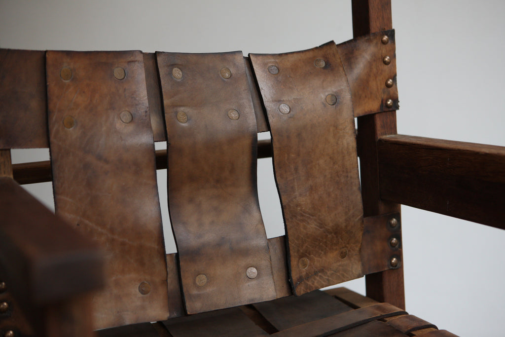 Set of 4 1960's Woven Leather Chairs