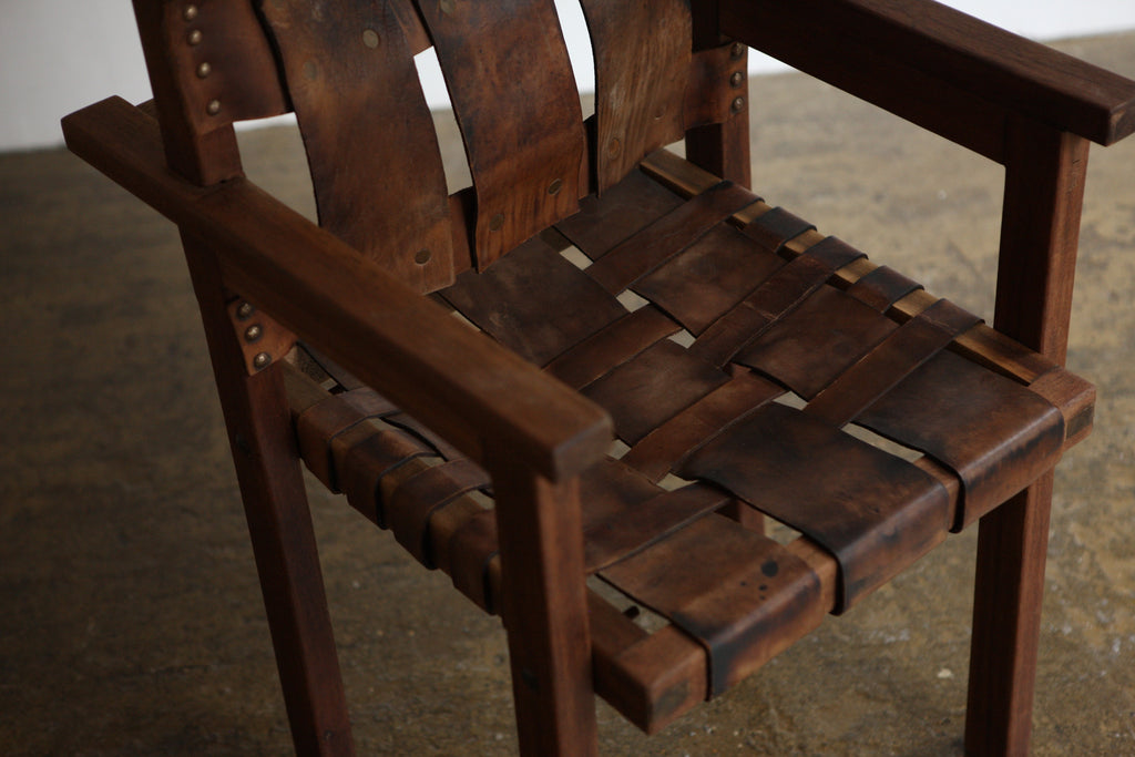 Set of 4 1960's Woven Leather Chairs