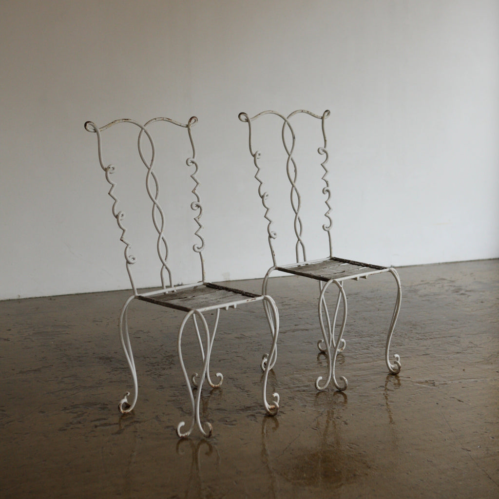 Pair of French Looped Metal Chairs
