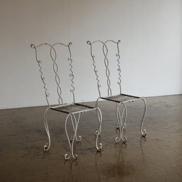 Pair of French Looped Metal Chairs
