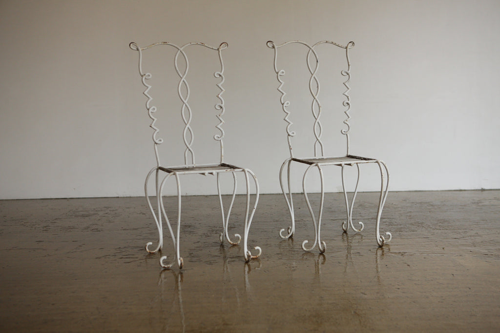 Pair of French Looped Metal Chairs