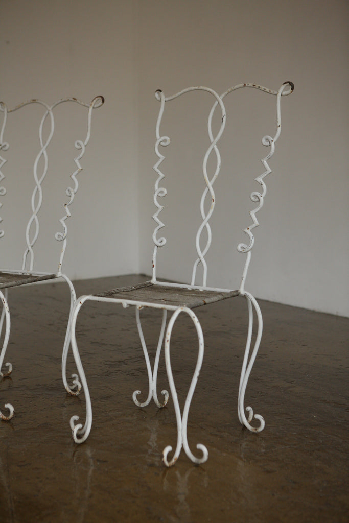 Pair of French Looped Metal Chairs
