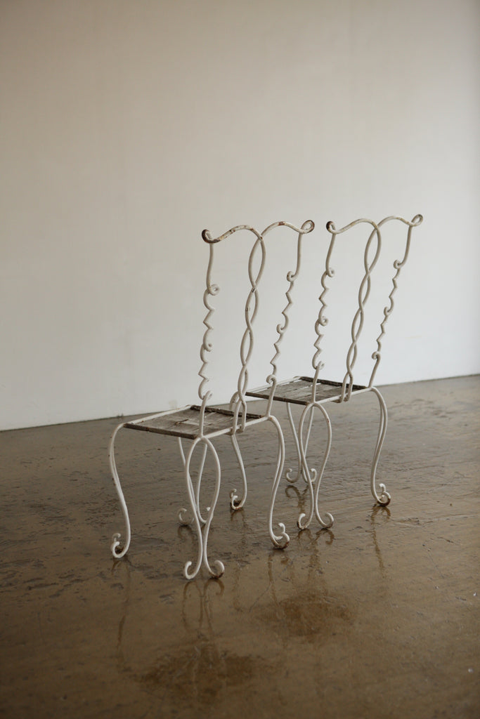 Pair of French Looped Metal Chairs