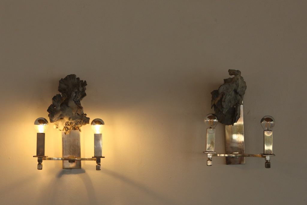 Pair of Coral Adorned Wall Lights