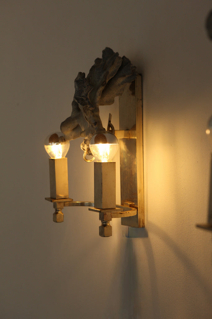 Pair of Coral Adorned Wall Lights