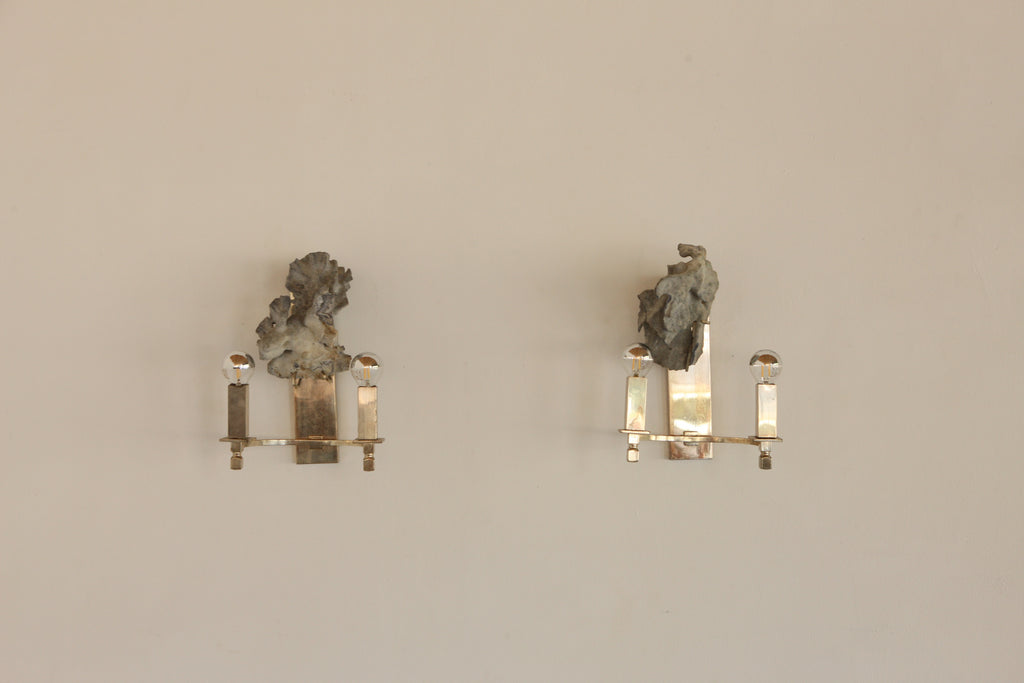 Pair of Coral Adorned Wall Lights