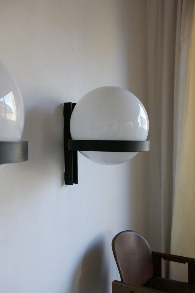 Pair of Opaline Globe Wall Lights