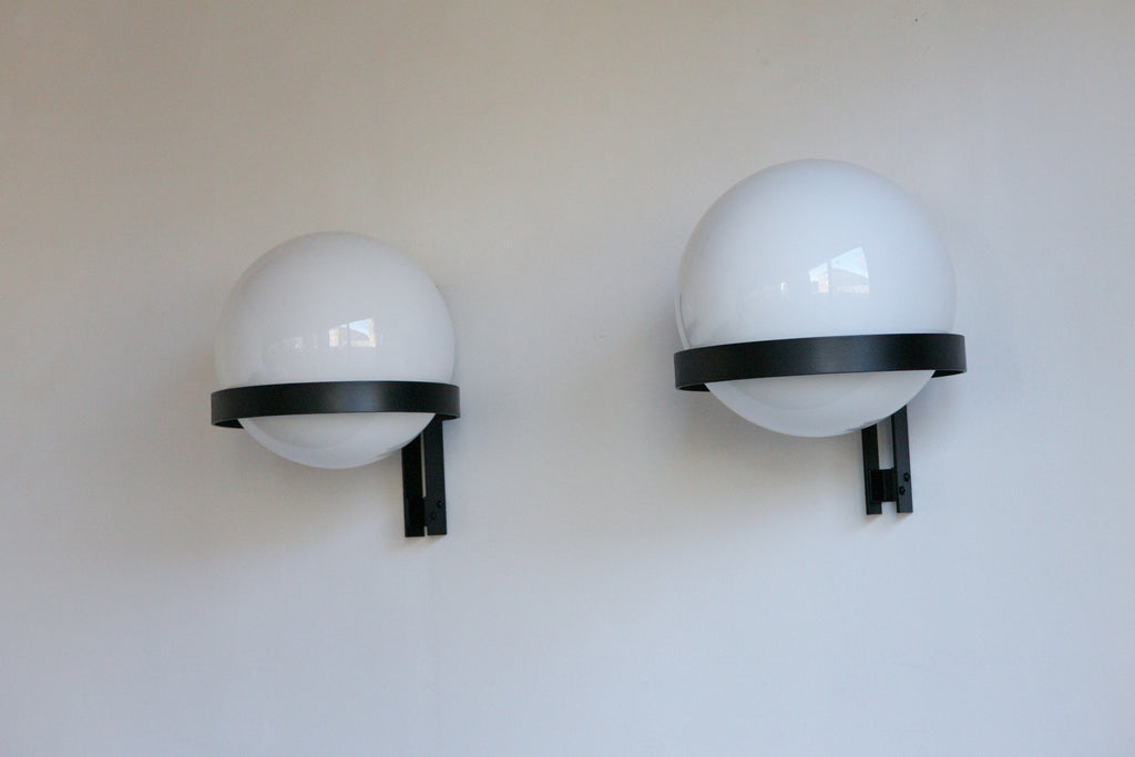 Pair of Opaline Globe Wall Lights