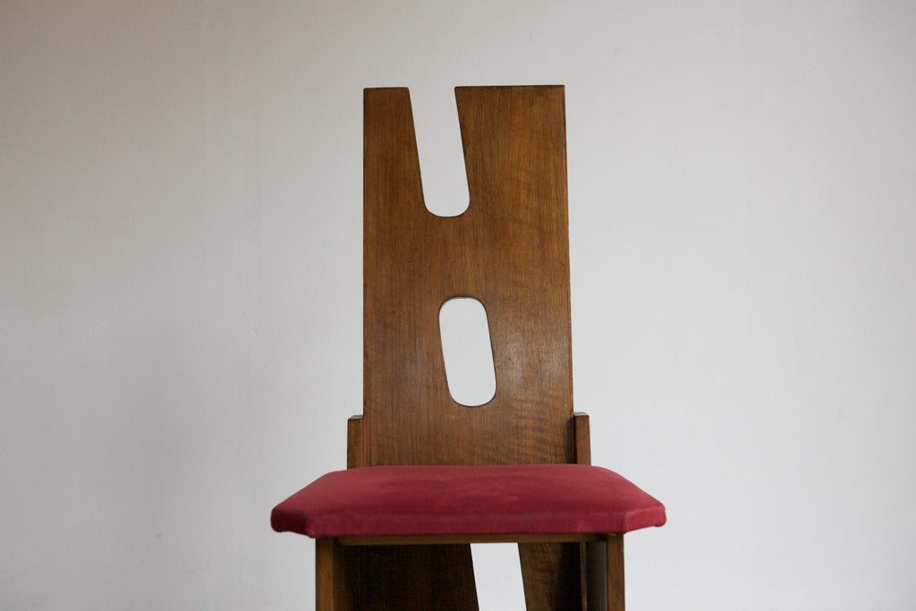 Set of 8 1970's High-back Cutout Dining Chairs