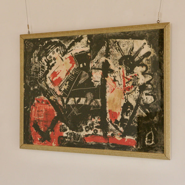 Acrylic and Ink on paper 1958, Signed Clerk