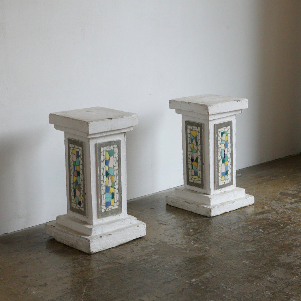 Pair of Mosiac Plinths