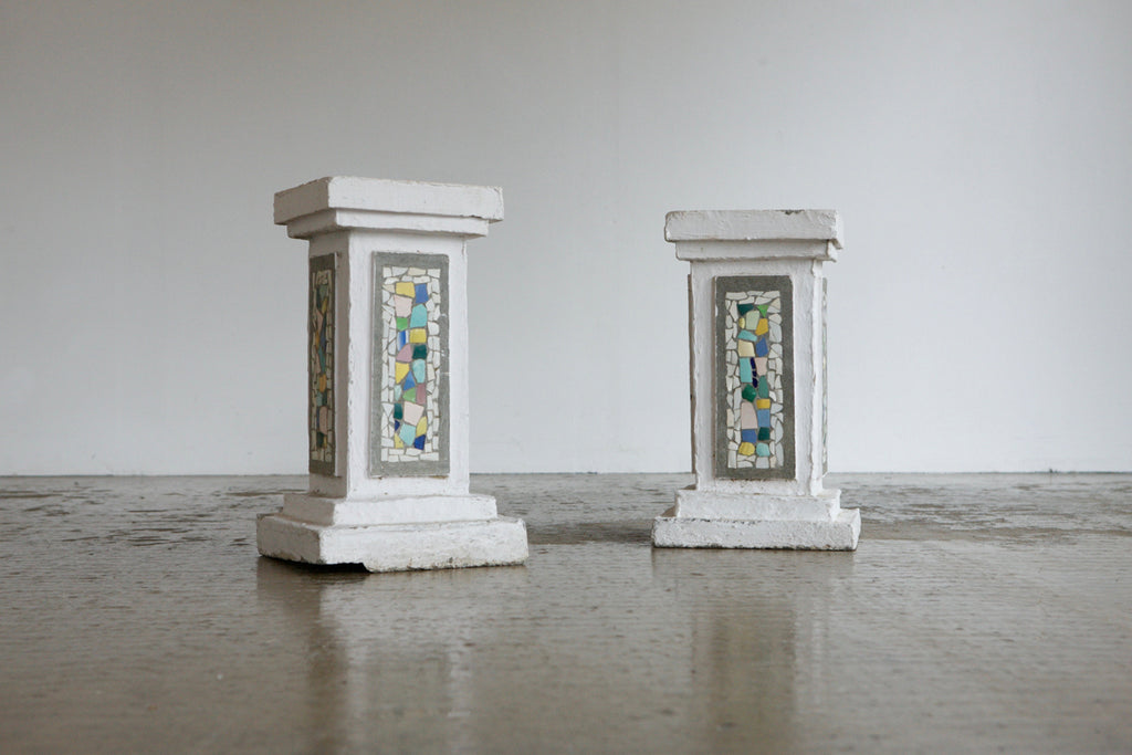 Pair of Mosiac Plinths