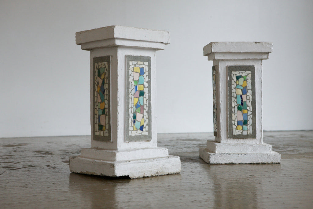 Pair of Mosiac Plinths