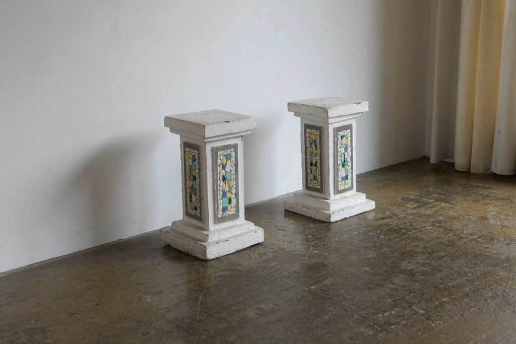 Pair of Mosiac Plinths